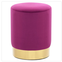 SGABELLO/POUF IN VELLUTO VIOLA CON BASE COLOR ORO