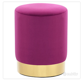SGABELLO/POUF IN VELLUTO VIOLA CON BASE COLOR ORO