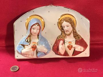 formella in ceramica dipinta sacro cuore