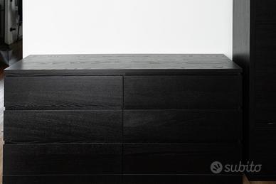 MALM Cassettiera con 6 cassetti, marrone-nero, 160