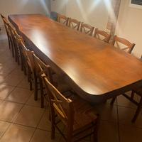 Tavolo rustico piano unico + 14 sedie FEM