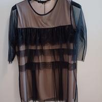 Casacca donna tulle nero,/beige tg M . NUOVA