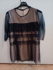Casacca donna tulle nero,/beige tg M . NUOVA