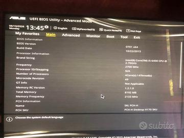 Scheda madre asus i5 ram 8 gb