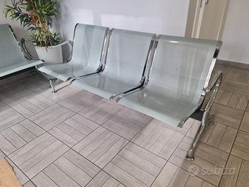 COPPIA di panche per sala attesa 3 posti acciaio
