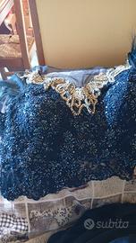 vestito corpetto e gonna blu cerimonia 