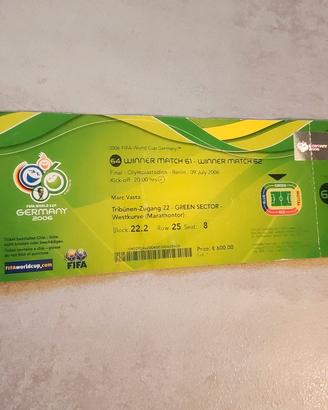 Biglietto Finale Coppa del Mondo 2006 Ticket 