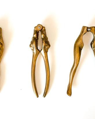 Schiaccianoci vintage in ottone – set 3 pezzi