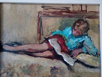 Dipinto Fanciulla sul Divano di Coceani Antonio