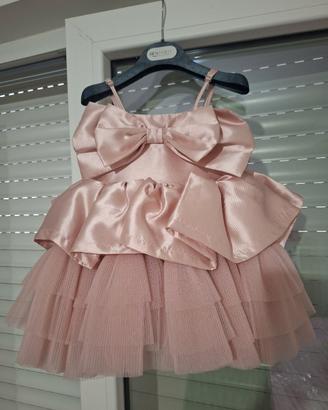 abitino  fun&fun in tulle con fiocco rosa antico