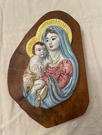 Quadro in rilievo Madonna con bambino 27 cm