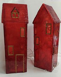 Casetta-lampada in resina con luci