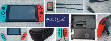 NINTENDO SWITCH Rosso/Blu + MINECRAFT + ACCESSORI