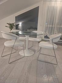 Set Pranzo CALLIGARIS – Tavolo Cristallo + 4 Sedie