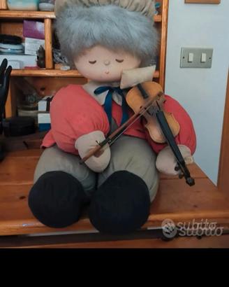 bambolotto pupazzo v  con violino anni 70 