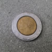500 lire Moneta 1989 decentrata Corona più larga