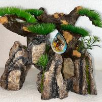 Decorazione Acquario Roccia con albero Bonsai