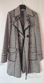 cappottino lana tweed stile Chanel bianco e nero