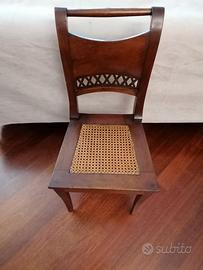 Sedia antica in noce e paglia di Vienna