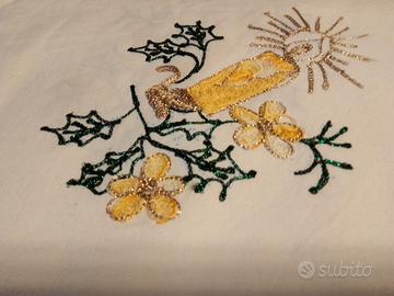 set 5 pezzi tovaglia natalizia vintage tutta ricam