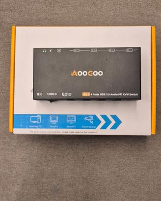 Switch KVM 8K@60Hz / 4K@144Hz 4 porte USB 3.0 EDID