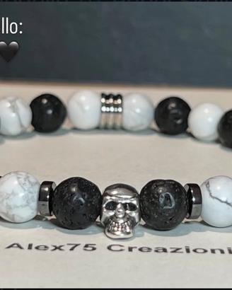Bracciale artigianale modello Rebel Skull 💀🖤