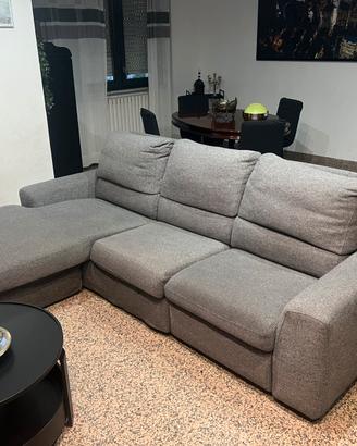 Divano Polttone sofà grigio con chaise longue