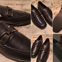 Mocassini donna in pelle con fibbia Piombo