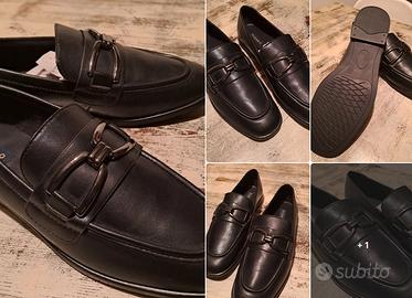 Mocassini donna in pelle con fibbia Piombo