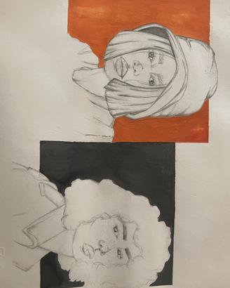 Disegno su carta dettagli tempera