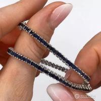 BRACCIALE TENNIS ORO 18kt. CON ZAFFIRI CARRE'
