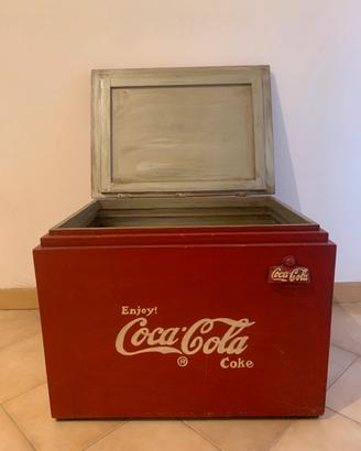 Contenitore coca cola vintage più orologio
