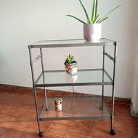 carrello bar / tv/ in metallo con ripiani in vetro