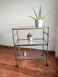carrello bar / tv/ in metallo con ripiani in vetro