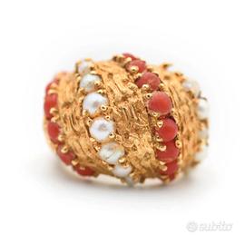 Anello Pomellato in Oro Rosa con Perle e Coralli