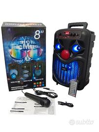 Cassa bluetooth portatile karaoke 300 watt pmpo 