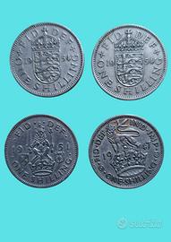 4 Monete 1 Scellino Regno Unito ( 1947-1951-1954)