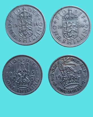4 Monete 1 Scellino Regno Unito ( 1947-1951-1954)