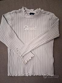 Maglia bambina a manica lunga, con costine 
