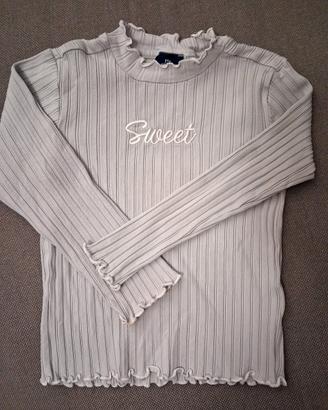 Maglia bambina a manica lunga, con costine 