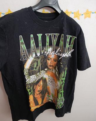 Rap T-shirt Aaliyah hype Y2K nera L