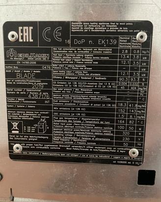 Stufa a pellet 12kw edilkamin con doppia ventilazi