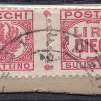 1946 pacchi postali 10 lire usato su frammento