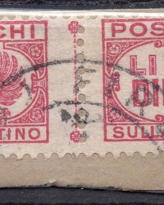 1946 pacchi postali 10 lire usato su frammento