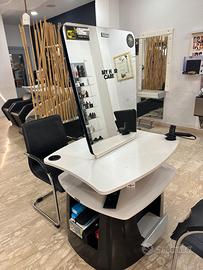 Postazione specchio per parrucchieri