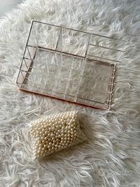 Organizer trucchi trasparente rose gold