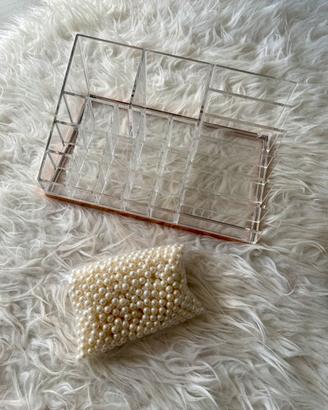Organizer trucchi trasparente rose gold