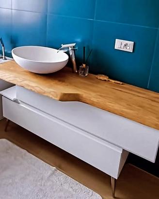 Mobile arredo bagno in legno massello castagno