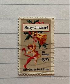 N.1 francobollo timbrato MERRY CHRISTMAS
