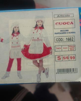 vestitino di carnevale da cuoca 5/6 anni